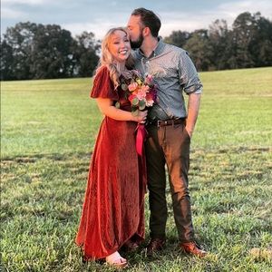 Baltic Born Velvet Rust Colored Wrap Dress